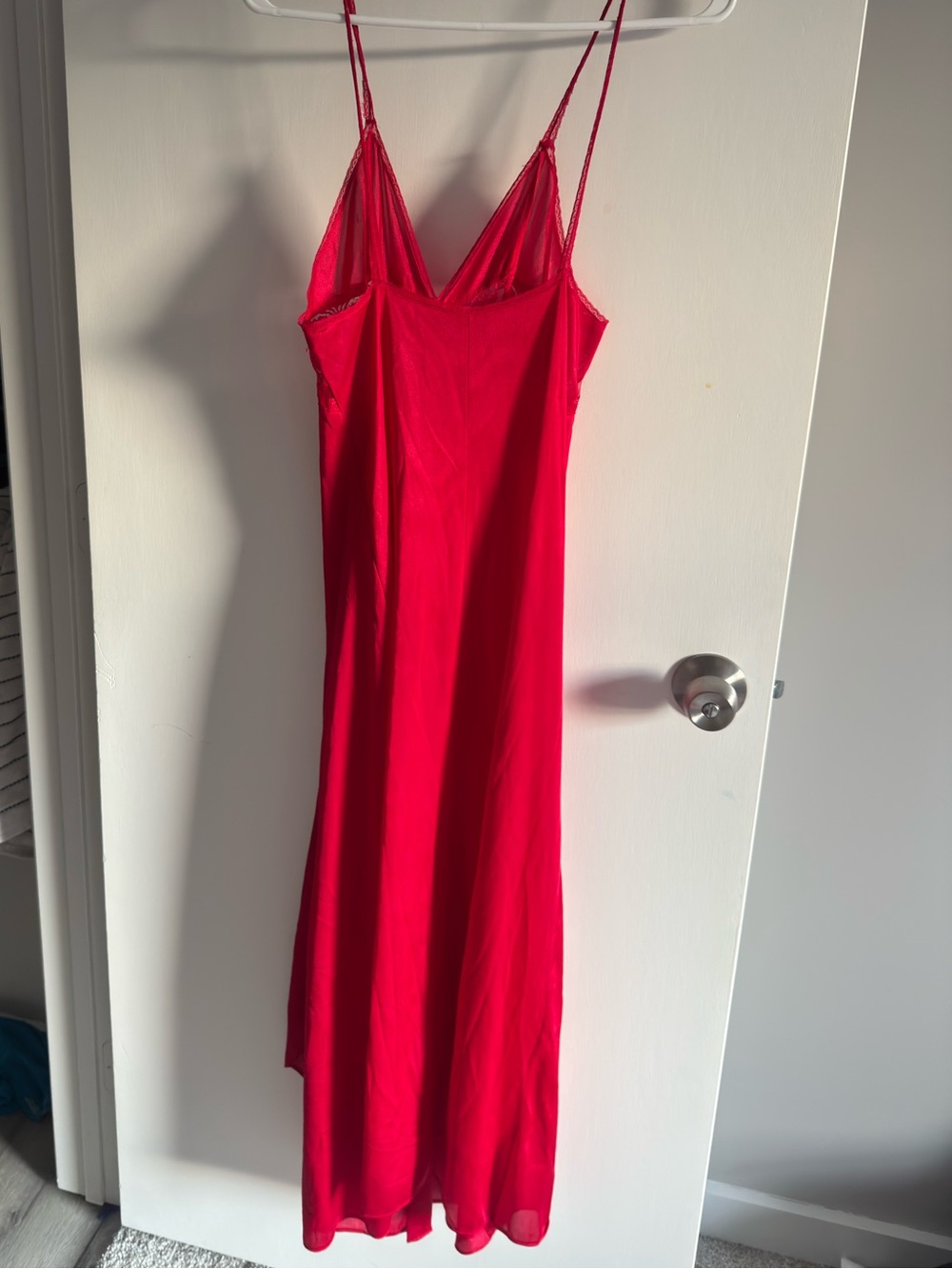 Red Satin Lace Chemise Nightgown - Retro Vintage - Picture 3 of 8